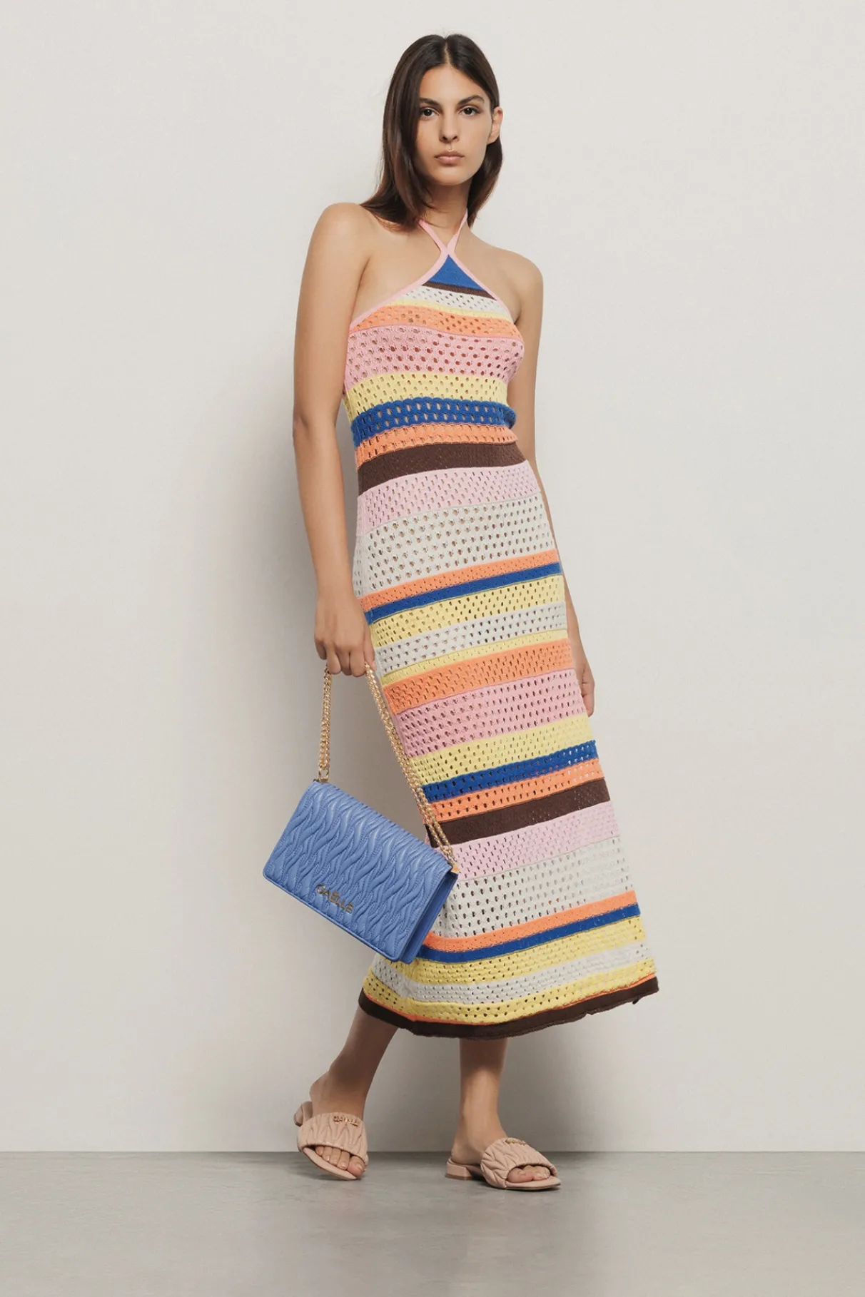 Abiti^Gaëlle Abito a righe multicolor • - Paris Multicolor rosa