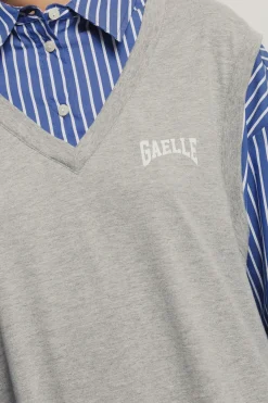 Abiti^Gaëlle Abito corto bimaterico • - Paris Grigio melange/azzuro scuro