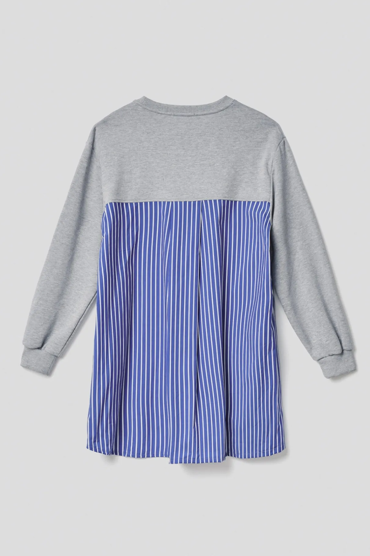 Abiti^Gaëlle Abito corto girocollo a manica lunga con retro in popeline • Grigio melange -azzurro - Paris Grigio melange-azzurro