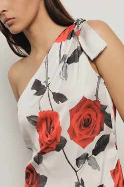 Abiti^Gaëlle Abito corto in raso stampato • - Paris Rose rosse
