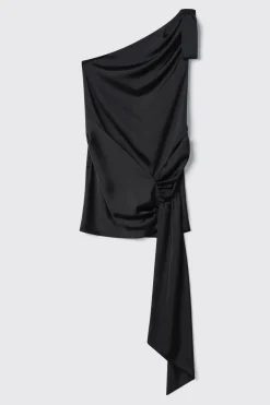 Abiti^Gaëlle Abito corto monospalla in twill opaco • - Paris Nero