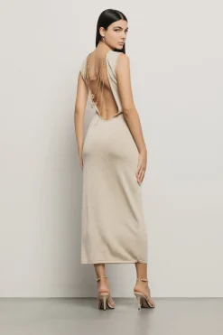 Abiti^Gaëlle Abito lungo con scollatura in maglia lurex • - Paris Oro