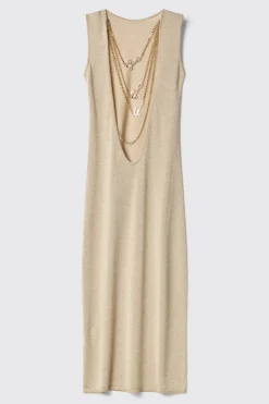 Abiti^Gaëlle Abito lungo con scollatura in maglia lurex • - Paris Oro