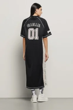 Abiti^Gaëlle Abito lungo con spacco sul davanti scollo a v mezza manica raglan • - Paris Rosa nero