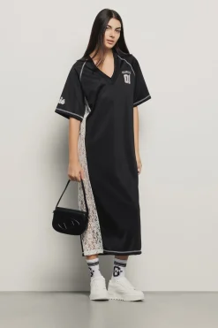 Abiti^Gaëlle Abito lungo con spacco sul davanti scollo a v mezza manica raglan • - Paris Rosa nero