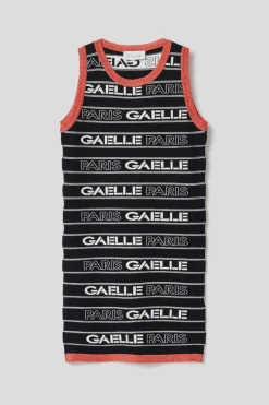 Abiti^Gaëlle Abito midi con logo • - Paris Nero-arancione