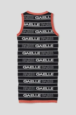 Abiti^Gaëlle Abito midi con logo • - Paris Nero-arancione