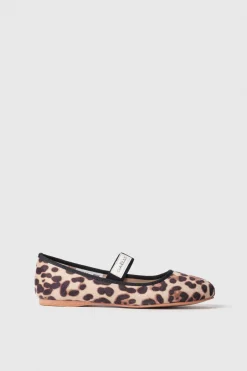 Ballerine^Gaëlle Ballerina flat con tessuto animalier e logo su elastico • - Paris Animalier beige
