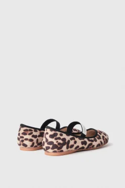 Ballerine^Gaëlle Ballerina flat con tessuto animalier e logo su elastico • - Paris Animalier beige