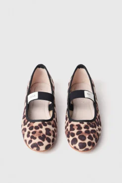 Ballerine^Gaëlle Ballerina flat con tessuto animalier e logo su elastico • - Paris Animalier beige