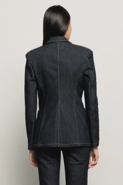 Giacche & Gilet|Denim^Gaëlle Blazer maxi con spalline • - Paris Blu