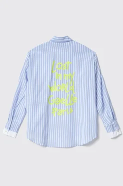 Camicie^Gaëlle Camicia con doppio polsino in popeline bastonetto • - Paris Azzurro
