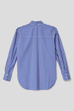Camicie^Gaëlle Camicia con fondo irregolare in popeline bastonetto • - Paris Azzurro scuro