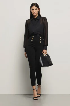 Camicie^Gaëlle Camicia con tasche in georgette e popeline • - Paris Nero