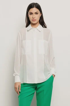 Camicie^Gaëlle Camicia con tasche in georgette e popeline • - Paris Gesso