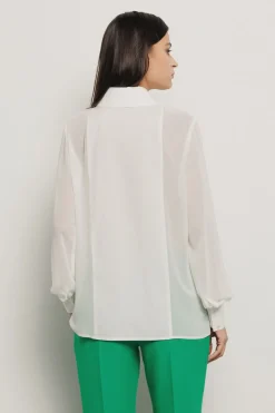 Camicie^Gaëlle Camicia con tasche in georgette e popeline • - Paris Gesso