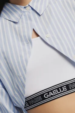 Camicie^Gaëlle Camicia cropped in popeline bastonetto con top • - Paris Azzurro