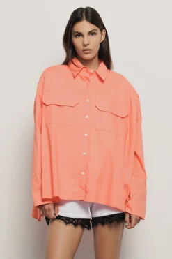Camicie^Gaëlle Camicia over con tasche in popeline • - Paris Arancio