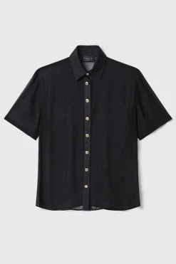 Camicie^Gaëlle Camicia over in georgette e popeline • - Paris Nero