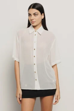 Camicie^Gaëlle Camicia over in georgette e popeline • - Paris Gesso