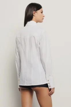 Camicie^Gaëlle Camicia sfiancata in popeline con bottoni • - Paris Gesso