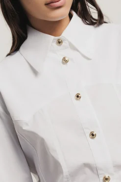 Camicie^Gaëlle Camicia sfiancata in popeline con bottoni • - Paris Gesso