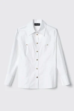 Camicie^Gaëlle Camicia sfiancata in popeline con bottoni • - Paris Gesso