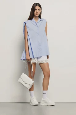 Camicie^Gaëlle Camicia smanicata con retro sgodato in popeline vichy • - Paris Azzurro
