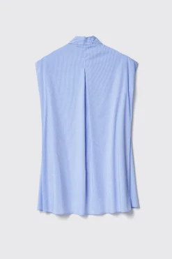 Camicie^Gaëlle Camicia smanicata con retro sgodato in popeline vichy • - Paris Azzurro
