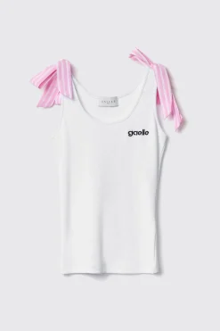 T-Shirt^Gaëlle Canotta a costina con fiocchi sulle spalle • - Paris Bianco