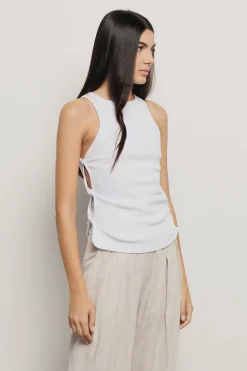 Top^Gaëlle Canotta con fori e incroci sui fianchi • - Paris Bianco