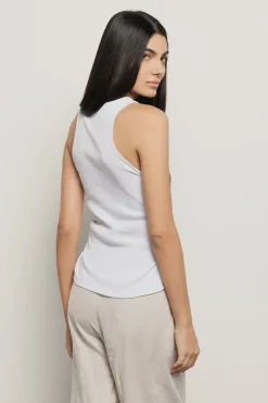 Top^Gaëlle Canotta con fori e incroci sui fianchi • - Paris Bianco