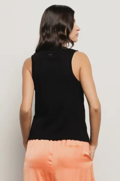 T-Shirt^Gaëlle Canotta con inserti in pizzo san gallo • - Paris Nero