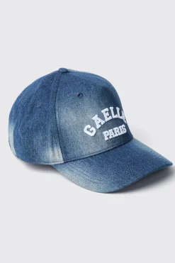 Cappelli^Gaëlle Cappello denim con visiera e logo ricamato • - Paris Denim light blu