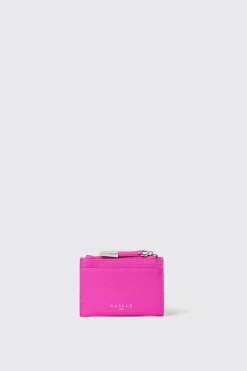 Piccola Pelletteria^Gaëlle Card holder in ecopelle saffiano e logo in metallo • - Paris Fucsia