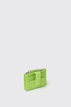 Piccola Pelletteria^Gaëlle Card holder in ecopelle saffiano e logo in metallo • - Paris Lime