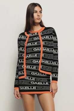 Maglieria^Gaëlle Cardigan con logo • - Paris Nero-arancione