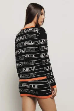 Maglieria^Gaëlle Cardigan con logo • - Paris Nero-arancione