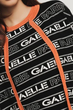 Maglieria^Gaëlle Cardigan con logo • - Paris Nero-arancione