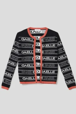 Maglieria^Gaëlle Cardigan con logo • - Paris Nero-arancione