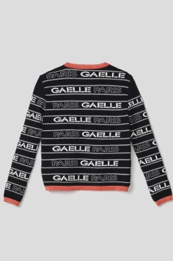 Maglieria^Gaëlle Cardigan con logo • - Paris Nero-arancione