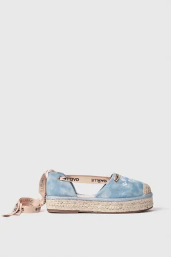 Espadrillas^Gaëlle Espadrillas bassa in canvas con ricamo e gros stampato • - Paris Denim light blu
