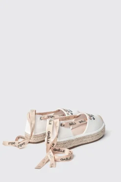 Espadrillas^Gaëlle Espadrillas bassa in canvas con ricamo e gros stampato • - Paris Bianco