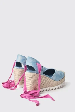 Espadrillas^Gaëlle Espadrillas con zeppa 120 mm in tela denim con ricamo • - Paris Denim light blu