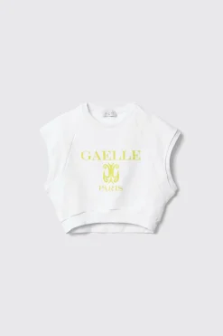 Felpe^Gaëlle Felpa crop paricollo smanicata con dettaglio raglan e stampa • - Paris Bianco