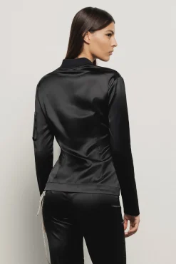 Felpe^Gaëlle Felpa zip attillata con tasca su braccio con dettaglio tira zip • - Paris Nero