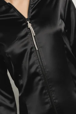Felpe^Gaëlle Felpa zip attillata con tasca su braccio con dettaglio tira zip • - Paris Nero