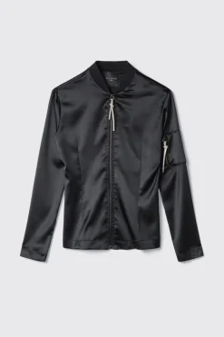 Felpe^Gaëlle Felpa zip attillata con tasca su braccio con dettaglio tira zip • - Paris Nero