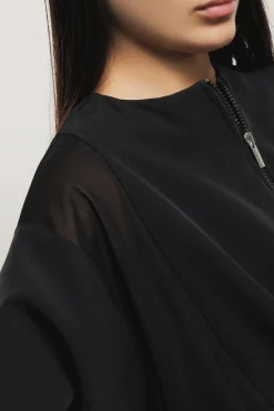 Felpe^Gaëlle Felpa zip con dettaglio tulle • - Paris Nero