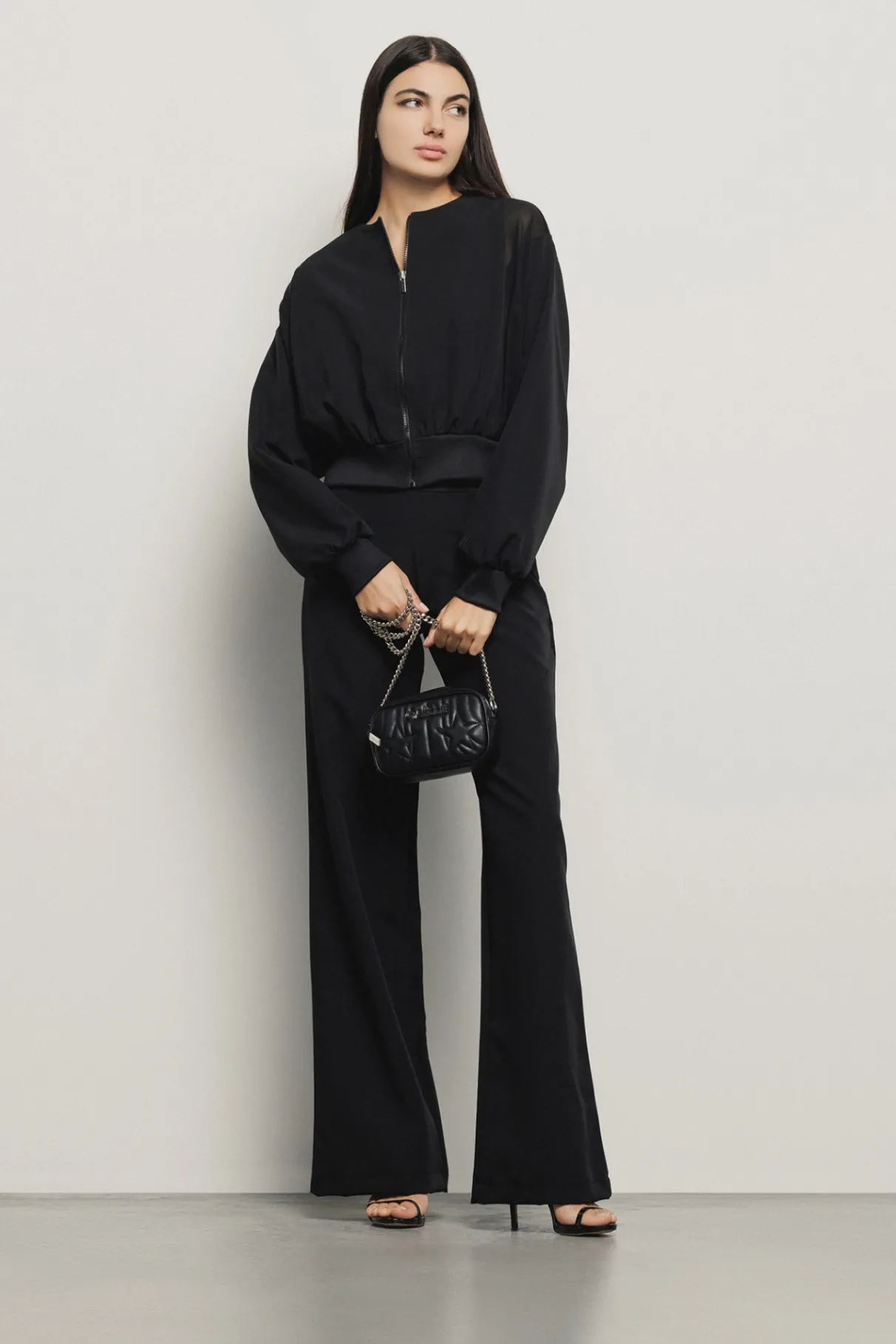 Felpe^Gaëlle Felpa zip con dettaglio tulle • - Paris Nero